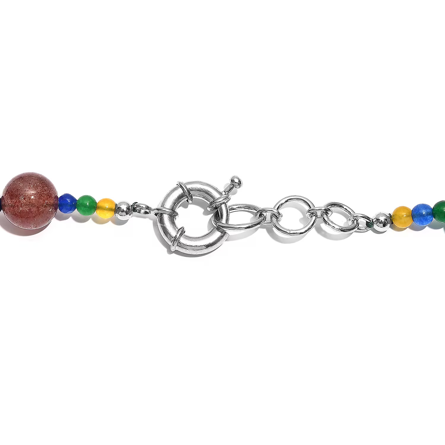 Multi Gemstone 400.00 ctw Beaded Necklace in Platinum Bond 18 Inches Christmas