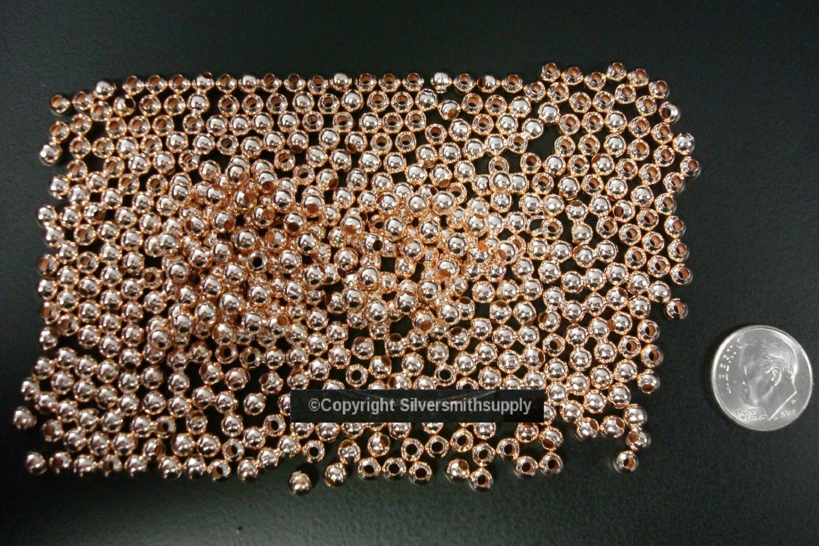 Lt Rose Gold plated 4mm (approximately) round spacer beads 500 pc lot FPB233C