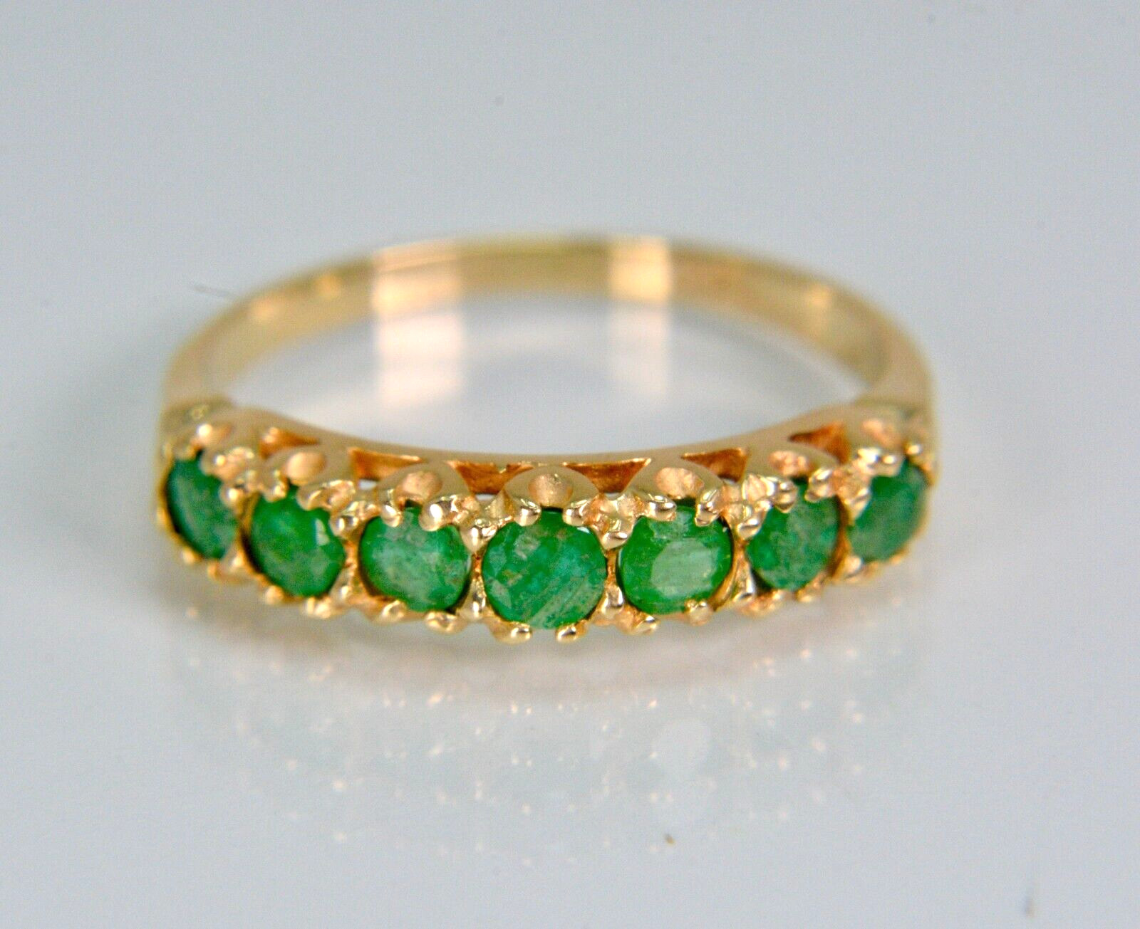.50ctw Round Cut Emeralds Prong Set Wedding Ring 14k Yellow Gold Size 7.25