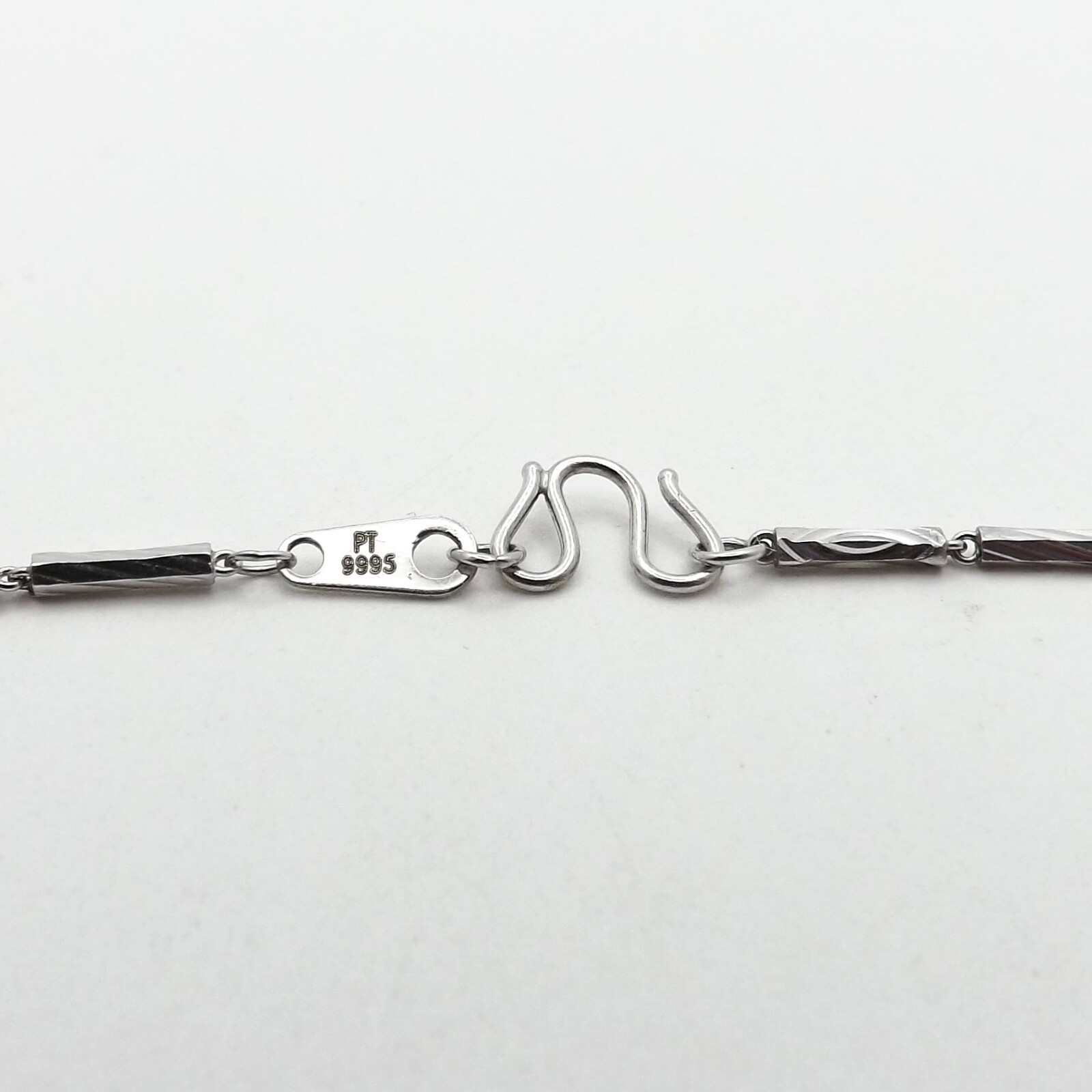 Solid Pure Platinum 9995 Bar Link Pendant Chain Necklace Diamond Cut 17in New
