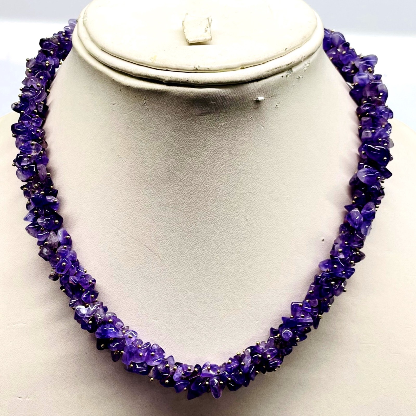 Natural Purple Amethyst Boutique Designer Handmade Beaded Necklace 18 Inches