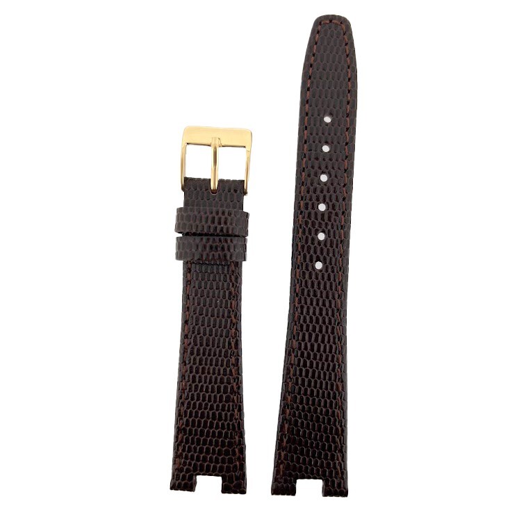 Watch Strap fits Gucci 4500M 18mm Leather Black Brown with Center Cut