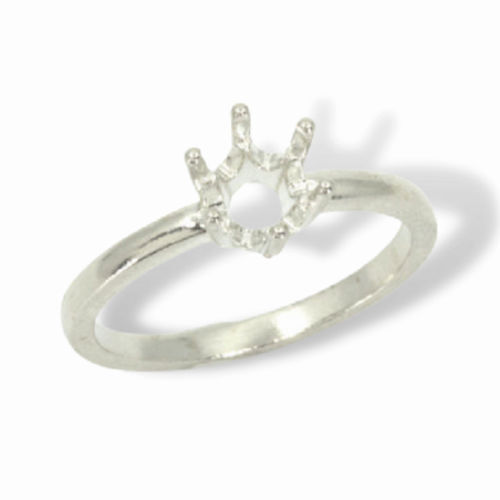 (4mm – 6.5mm) Round 6-Prong Sterling .925 Ring Setting (Ring Size 5,6,7, 8 )