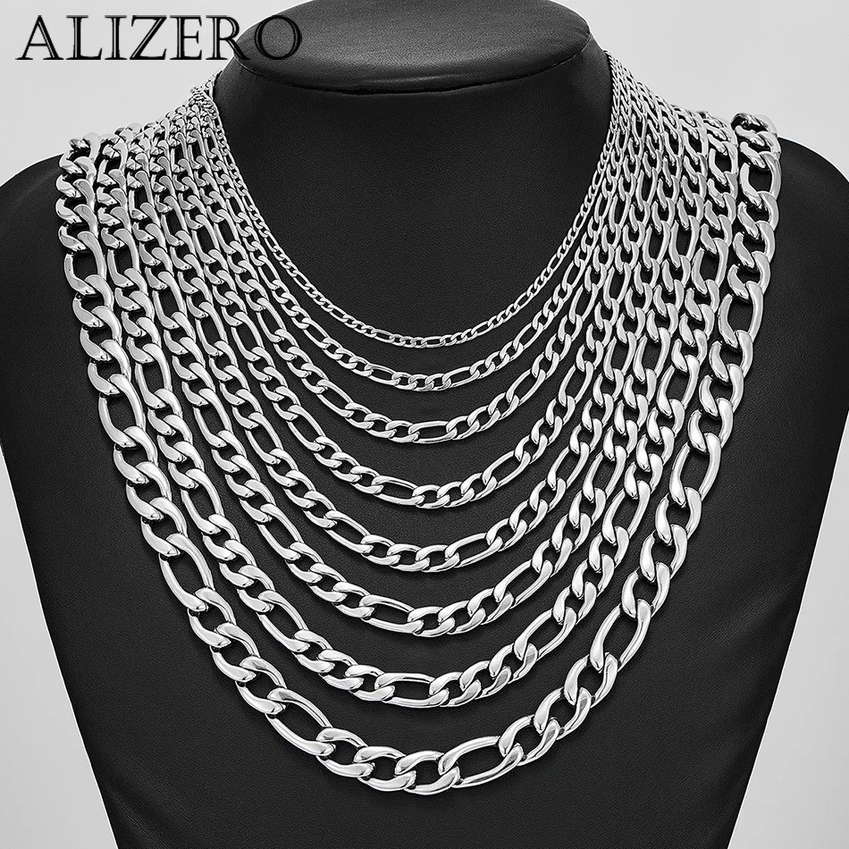 Men’s 925 Sterling Silver Necklace 2/4/6/8/10/12MM 40-75cm Figaro Chain