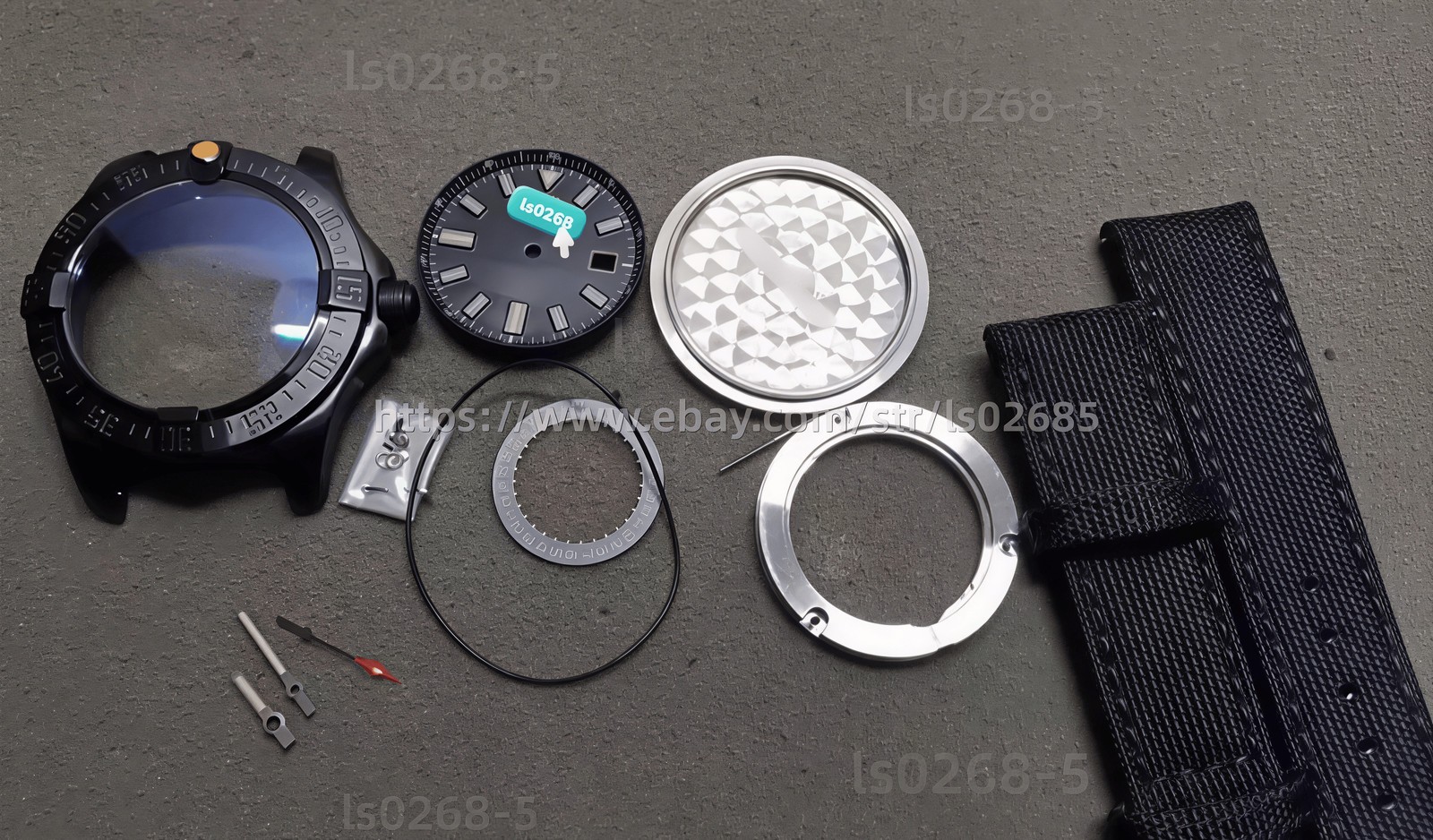 44mm Watch Case + Dial + Hands + Watch Strap DIY Kit for 2824 2130 pt5000