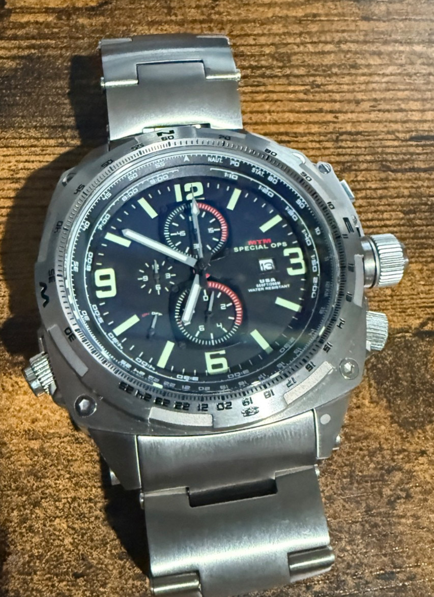 MTM Silver Cobra 47mm, Titanium. Excellent Shape. Few Scratches Shown In Pics.