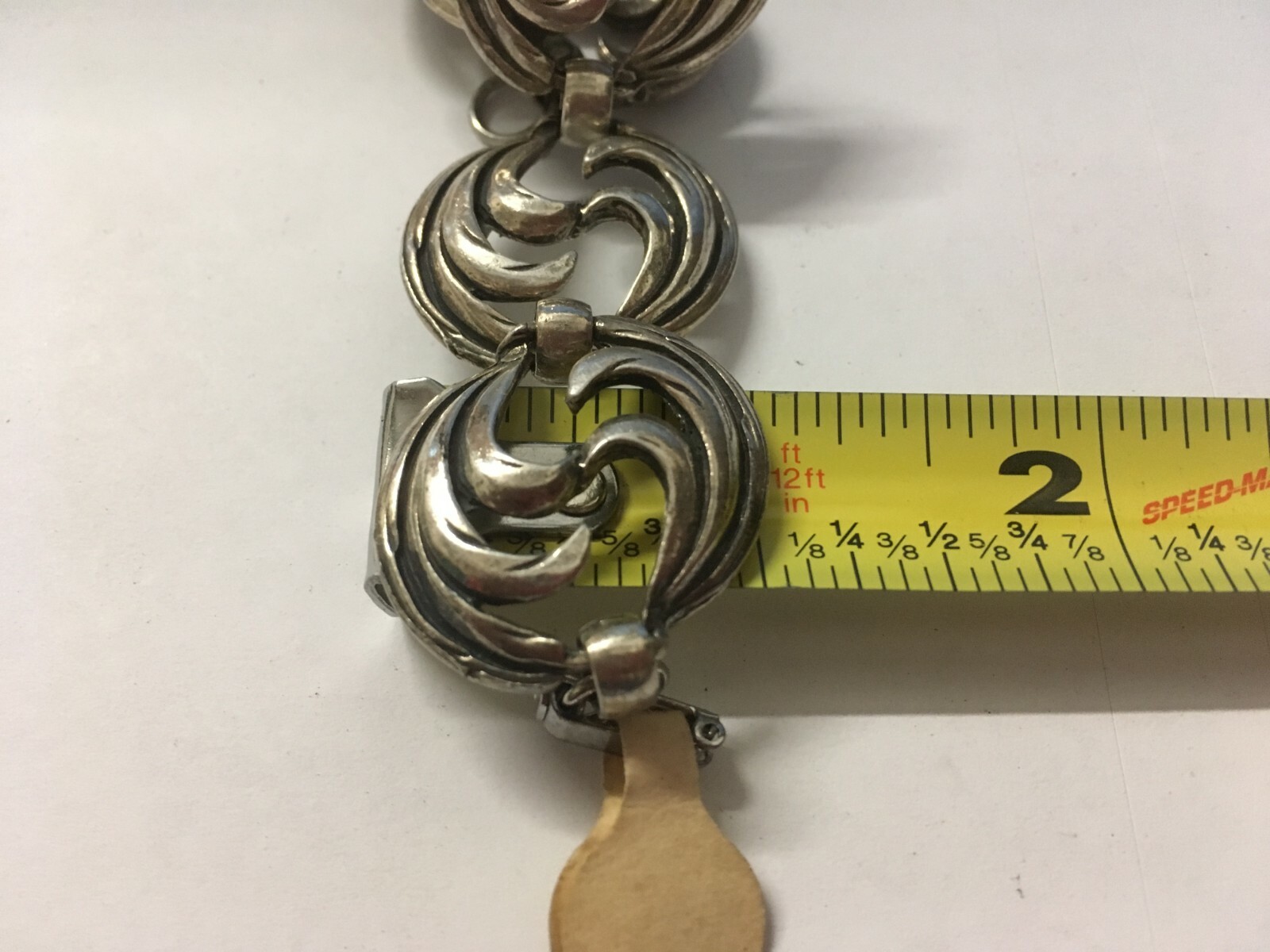 Vintage Silver Tone Swirl Link Bracelet Genuine Silver Plate 7″ x 1″ Wide