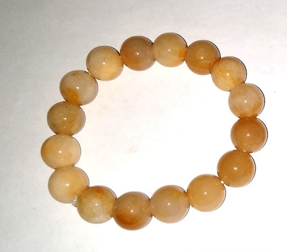 Yellow jade 11 mm round beads bracelet lucky wealthy amulet jewelry for anyone