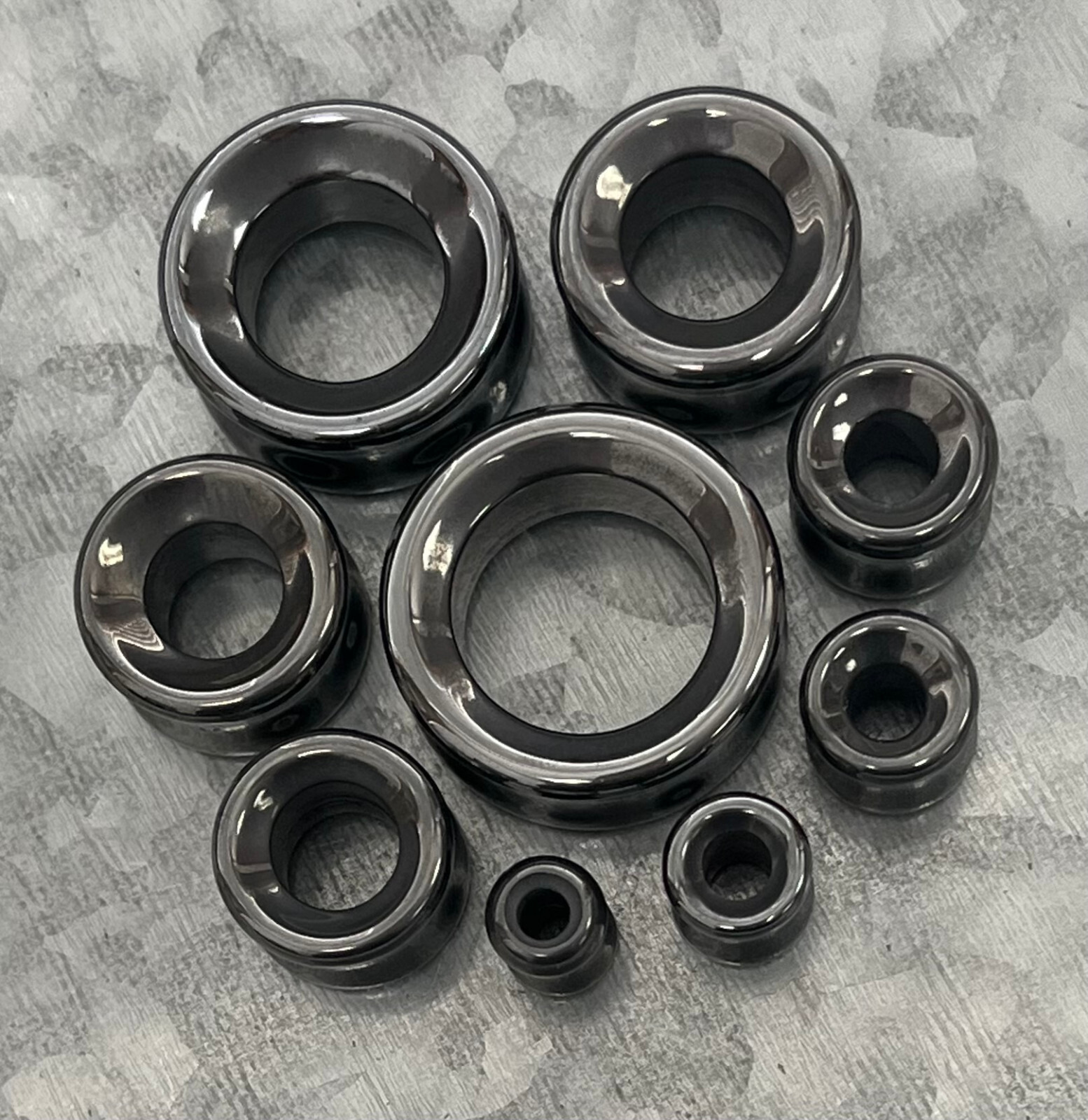 PAIR Hematite Stone Tunnels Hemitite Organic Gauges Earlets Plugs Body Jewelry