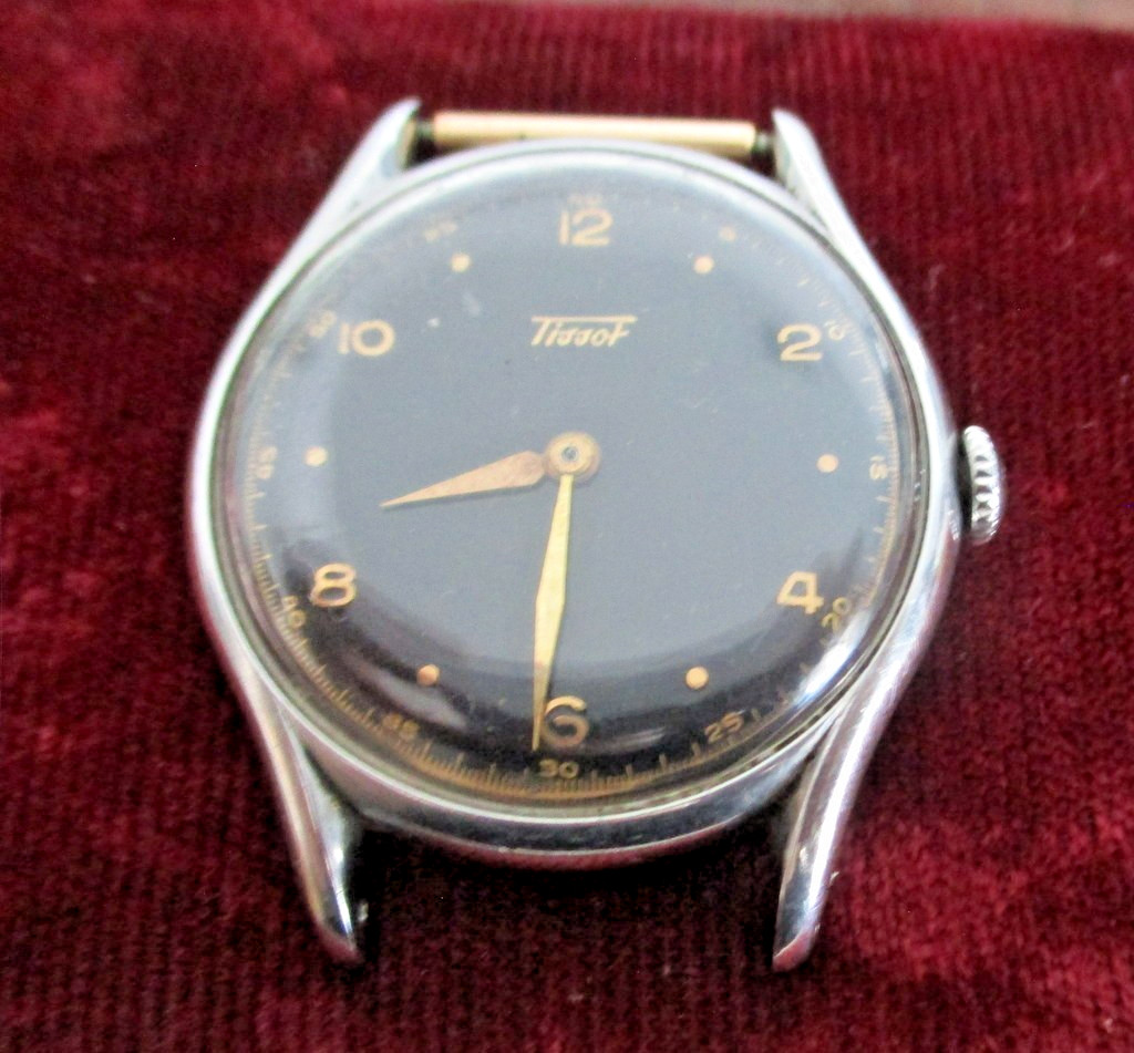 Vintage Mid-Century Men’s Tissot Mechanical Wristwatch Black Dial Unopened AS-IS
