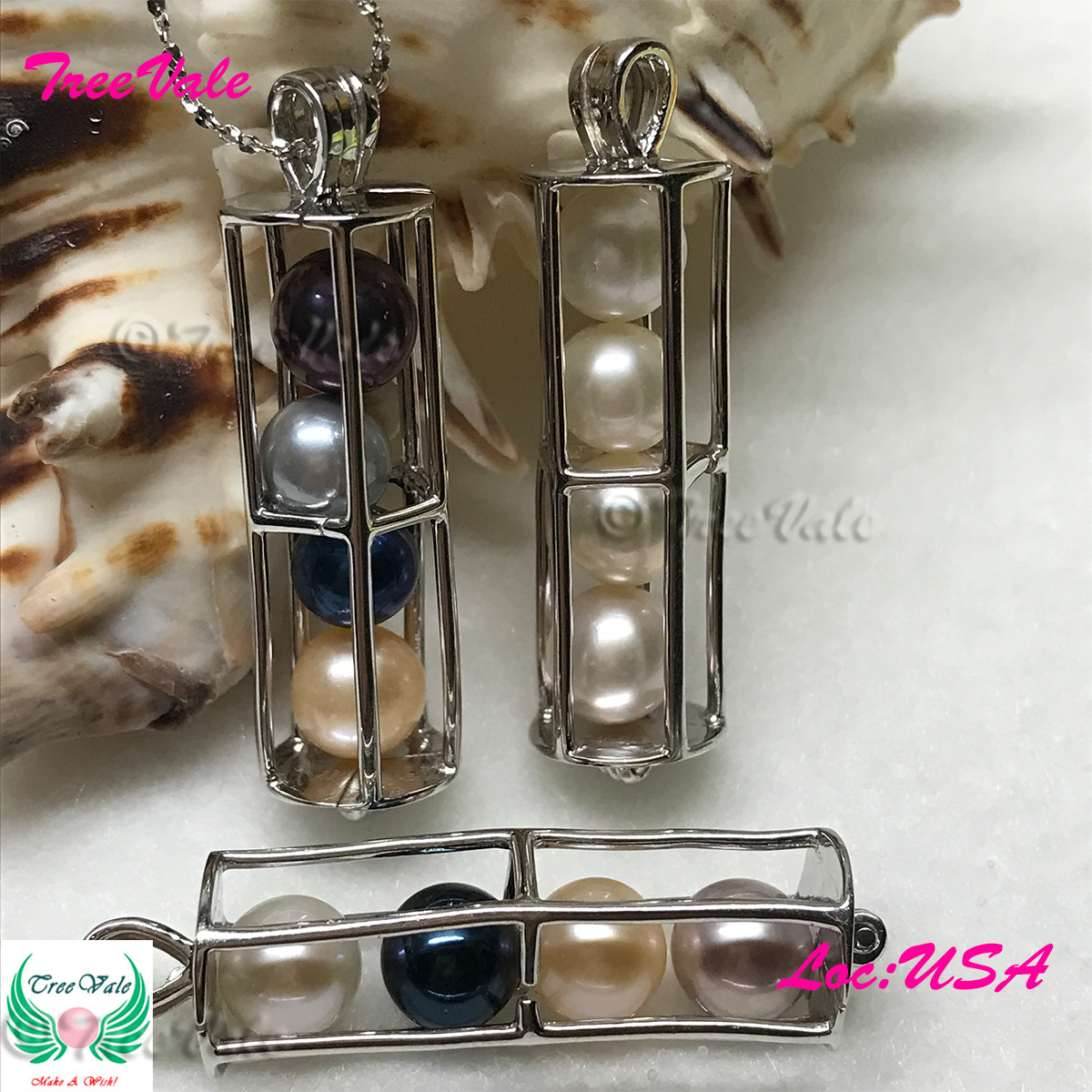 Fairy Tube – Solid 925 Sterling Silver – Locket Pearl Cage Pendant – Hold 6-8mm