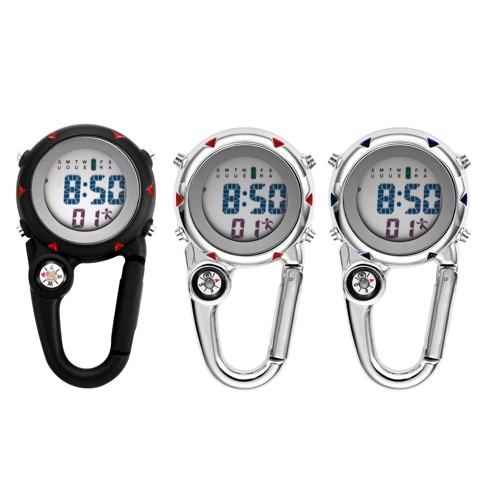 Multi-function Outdoors Clip-On Carabiner Backpack Mountaineering Digital Watch