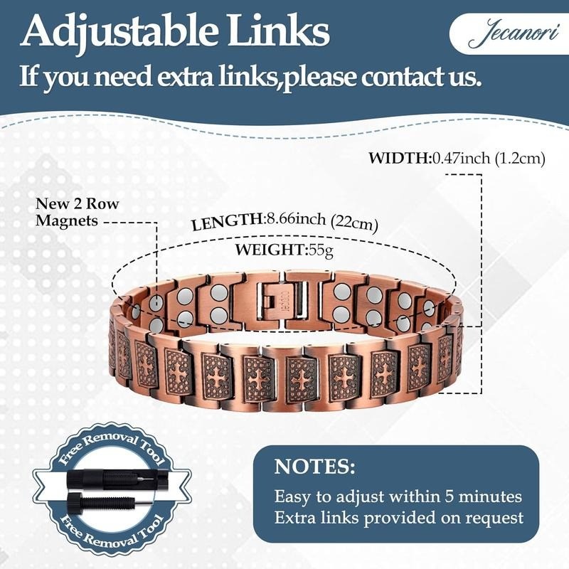 GMOX Men’s Copper Bracelet,3X Strength 99.99% Pure Copper Magnetic Bracelets