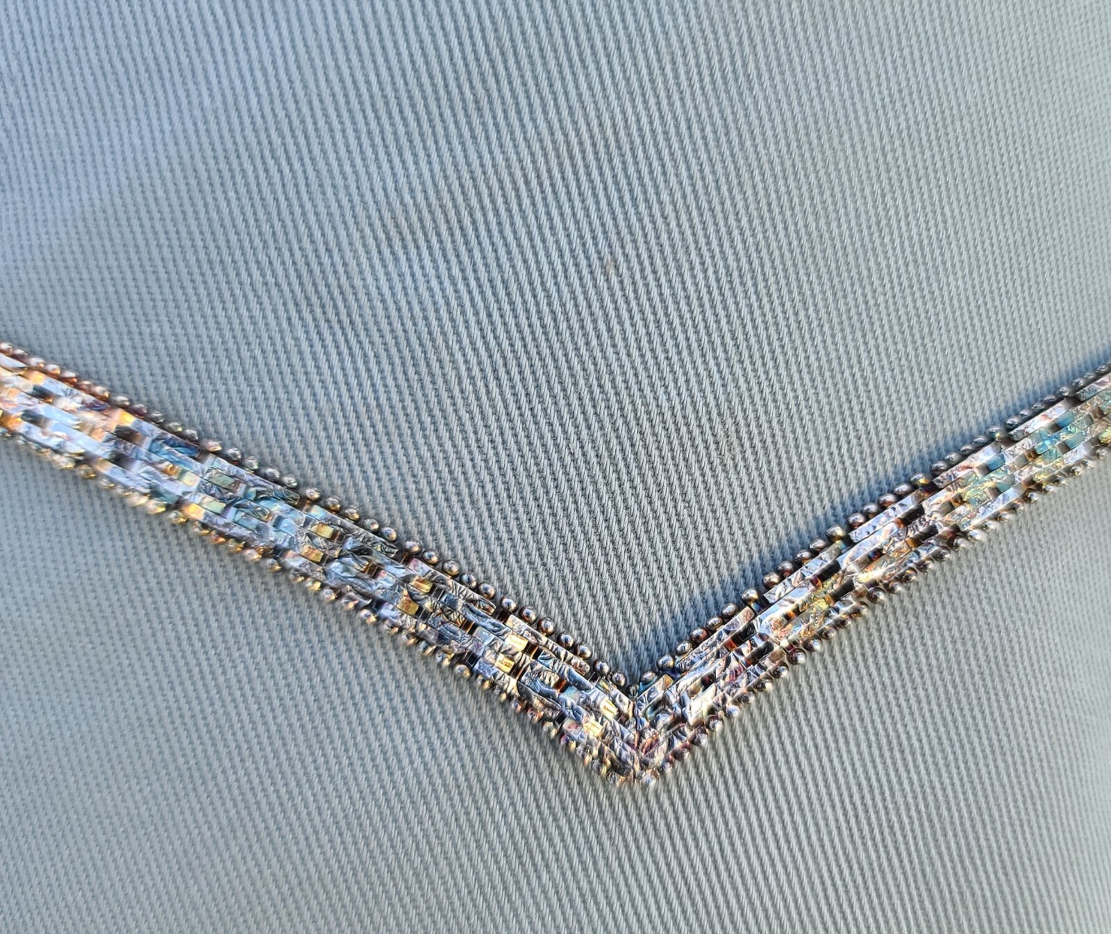 Vintage Italy Sterling 925 Solid Silver V Necklace 16.5″ Signed M 5.3mm 25.7gram