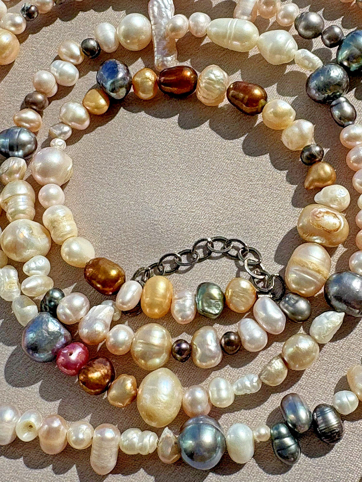 Multicolor Freshwater Pearl 69″ Long Necklace Iridescent Variation
