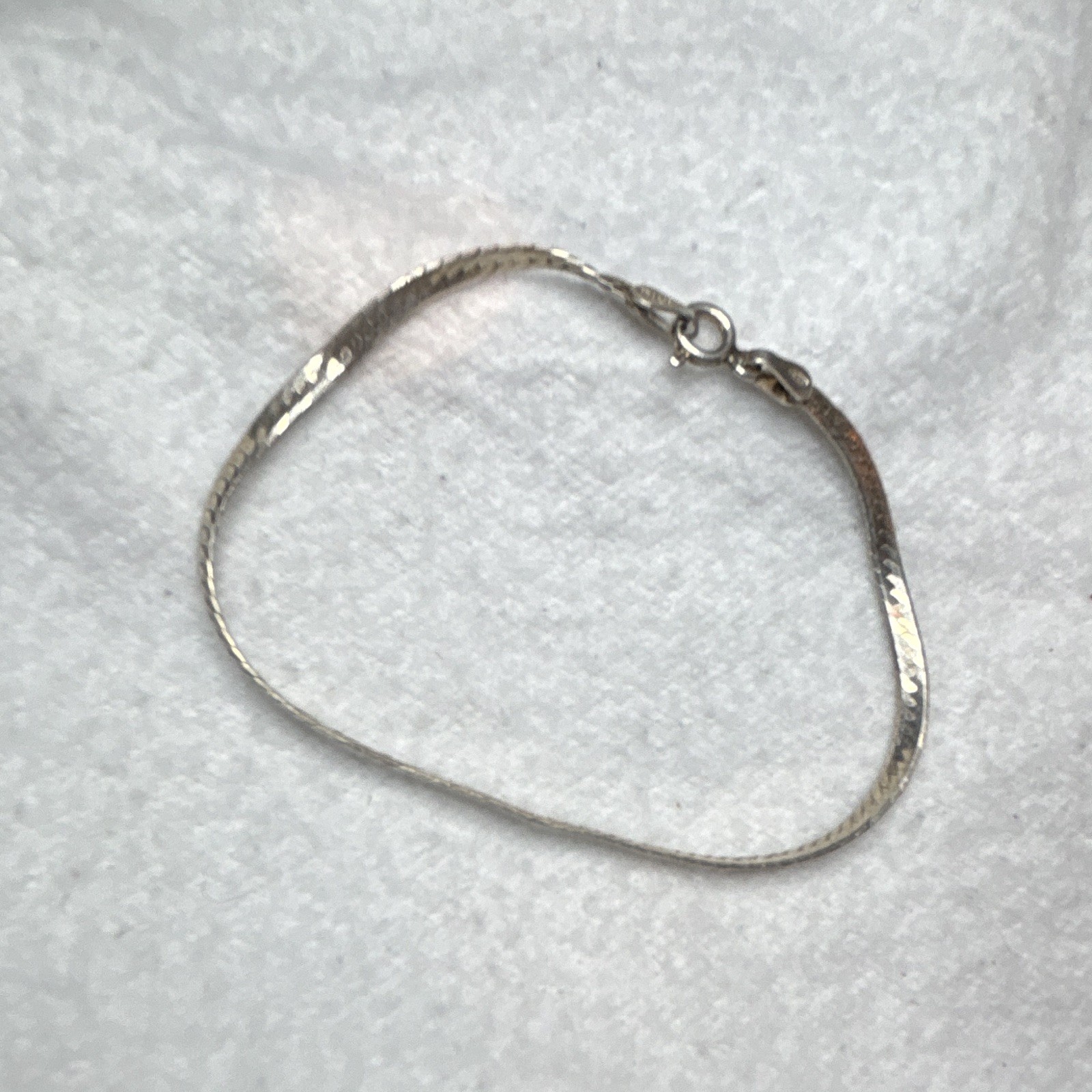 Solid 925 Sterling Silver Herringbone Bracelet Italy Chain