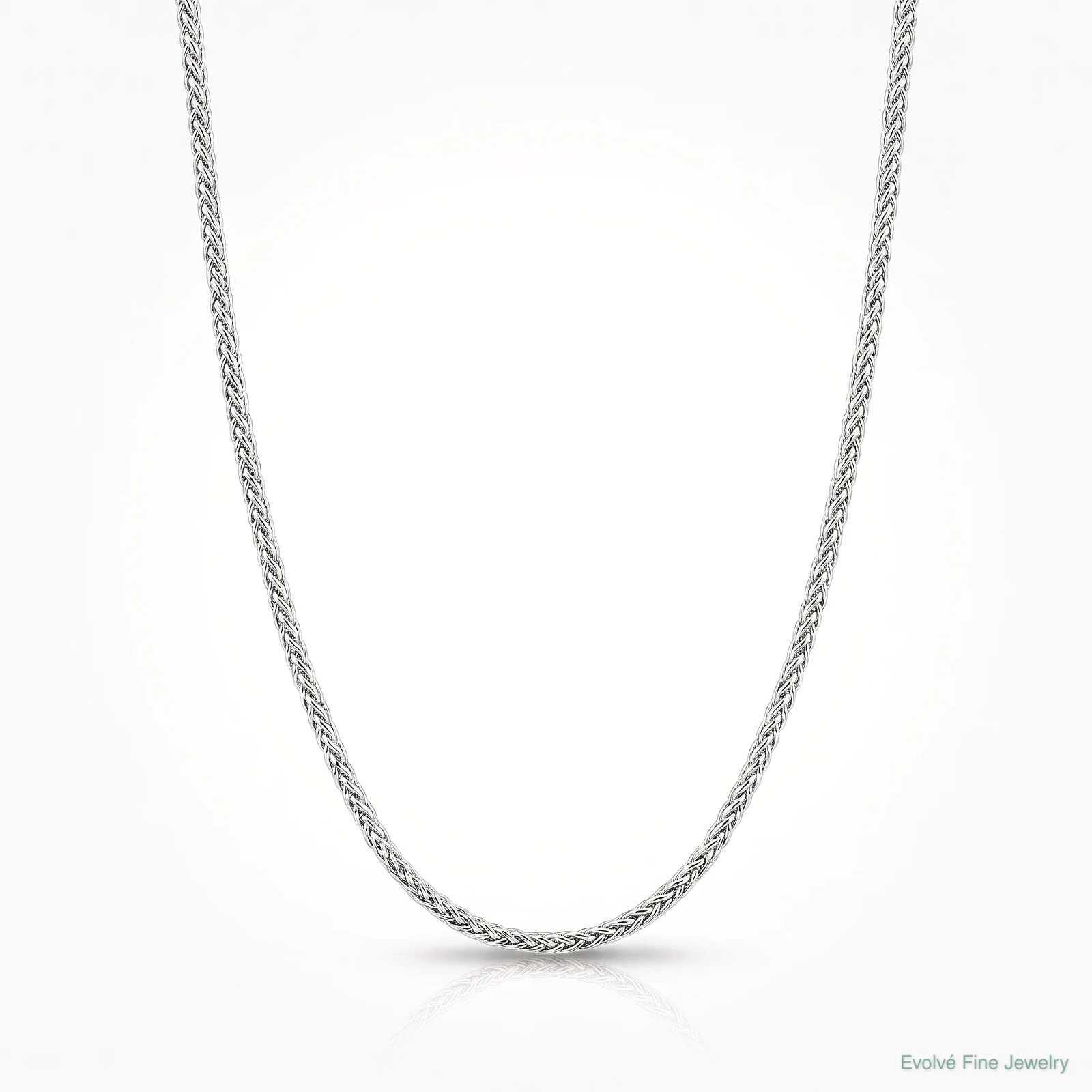 10K White Gold .85mm Spiga Chain Necklace 16″-24″