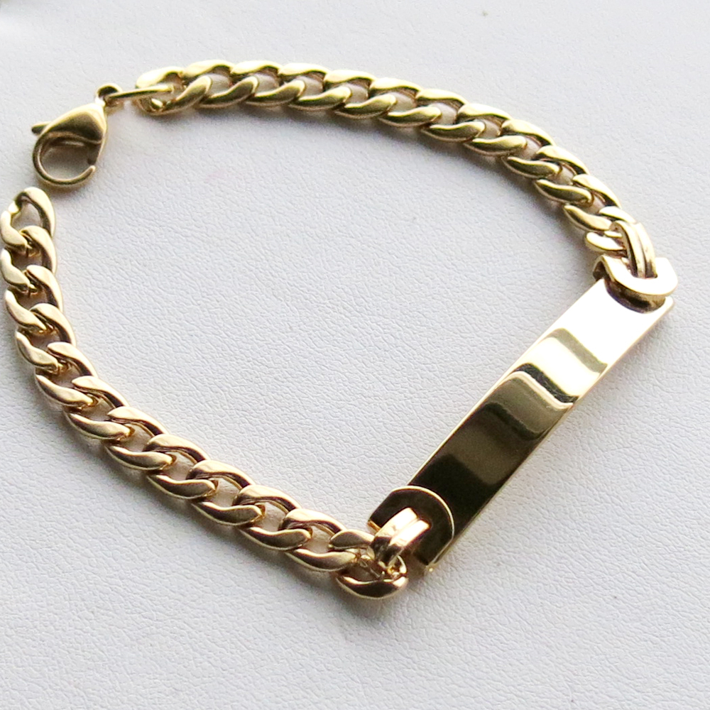 Personalized Custom Stainless Steel Cuban Curb Chain ID Bracelet Free Engraving