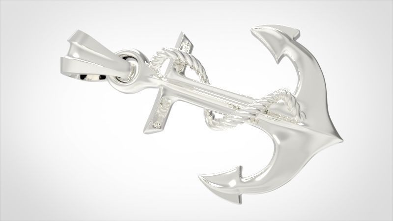 Anchor with Rope Pendant | 999 Fine Silver 23mm | Handmade USA