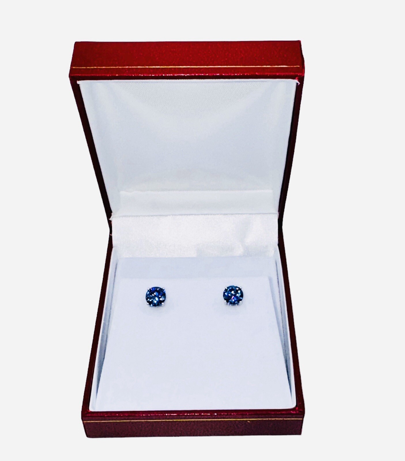 2.00 CT TANZANITE STUD EARRINGS 14K WHITE GOLD ROUND CUT BASKET PUSH BACK 7MM