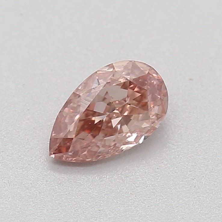 0.25 carat, Fancy Brownish Orangy Pink, Pear Shape, VS2 Clarity, GIA
