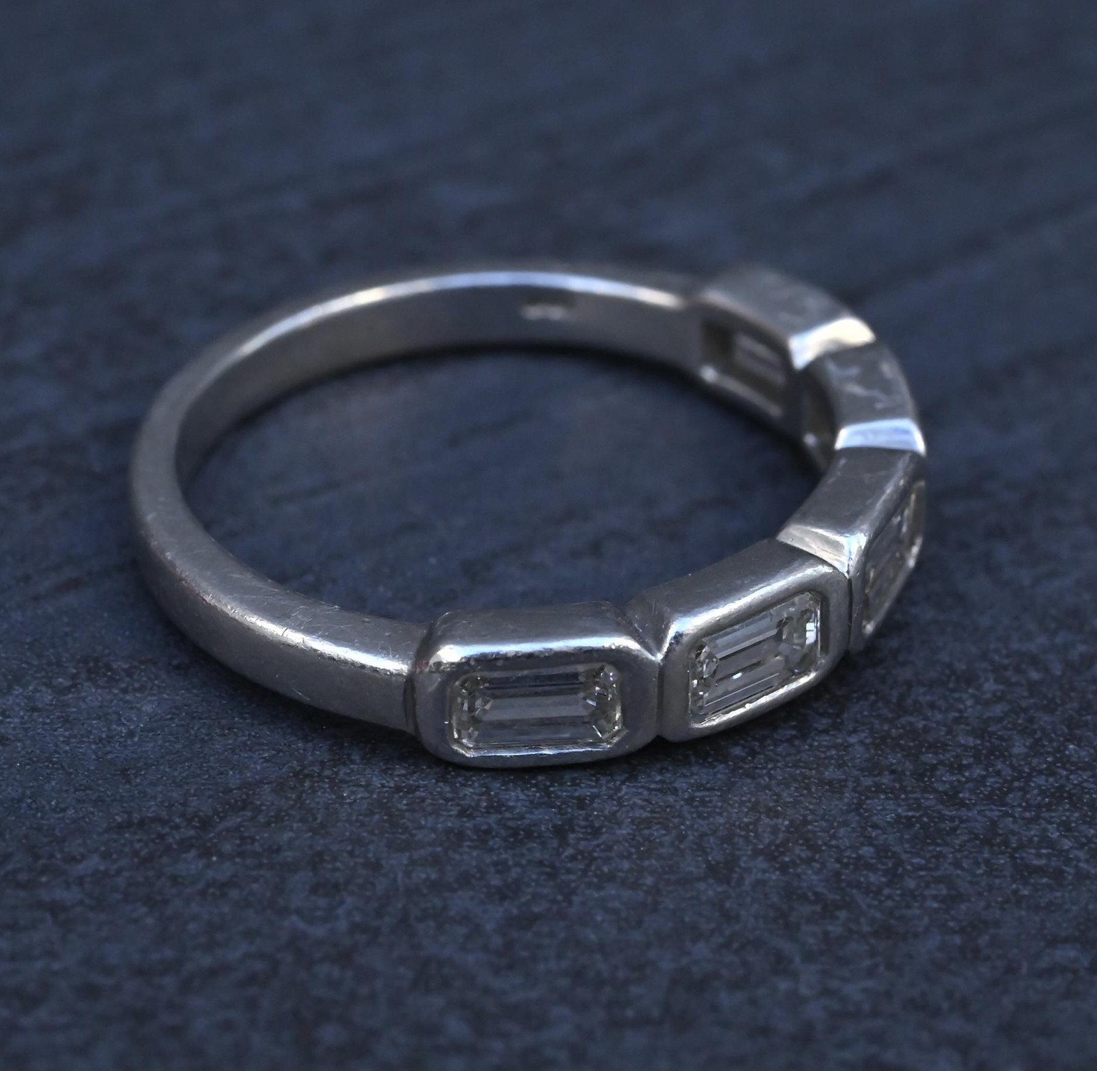 IGI Certified 1.35 CTW Emerald Cut Diamond 5-Stone Band Platinum Ring Size 9
