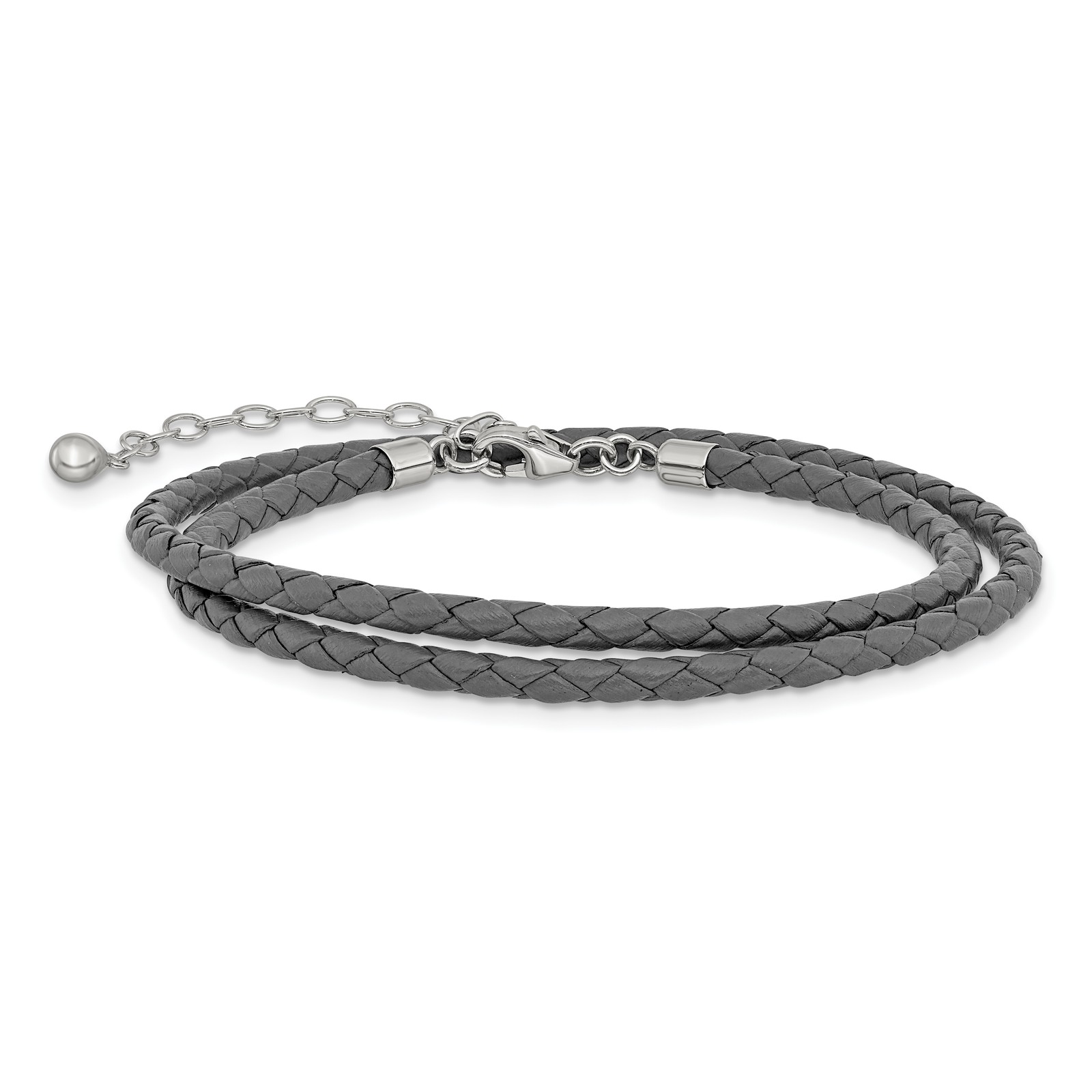 Silver Reflections Gray Leather 14 inch with a 2 inch extention Choker/Wrap Bra
