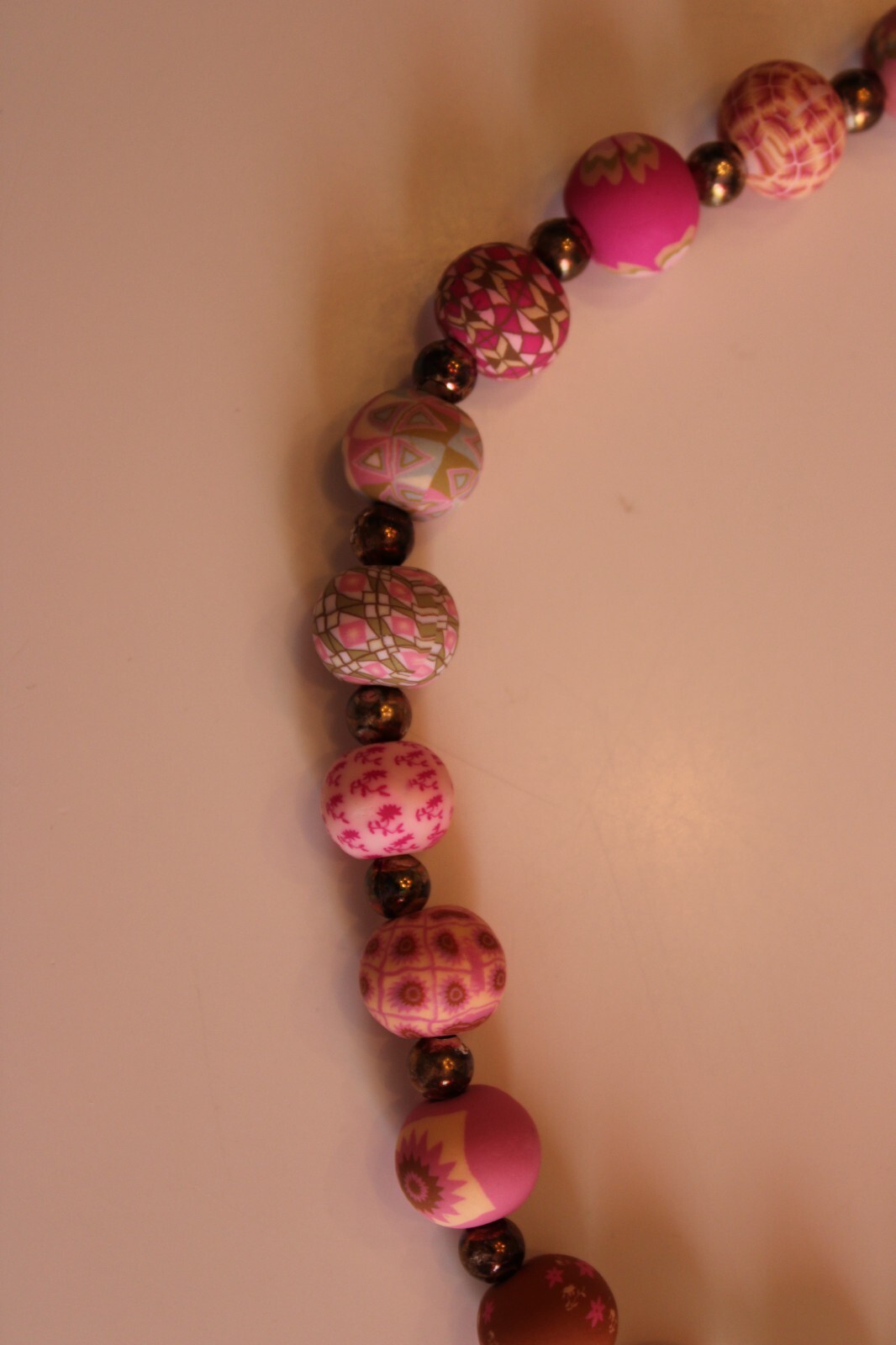 Viva 18” Pink Clay Beads/ Beaded Necklace stretch