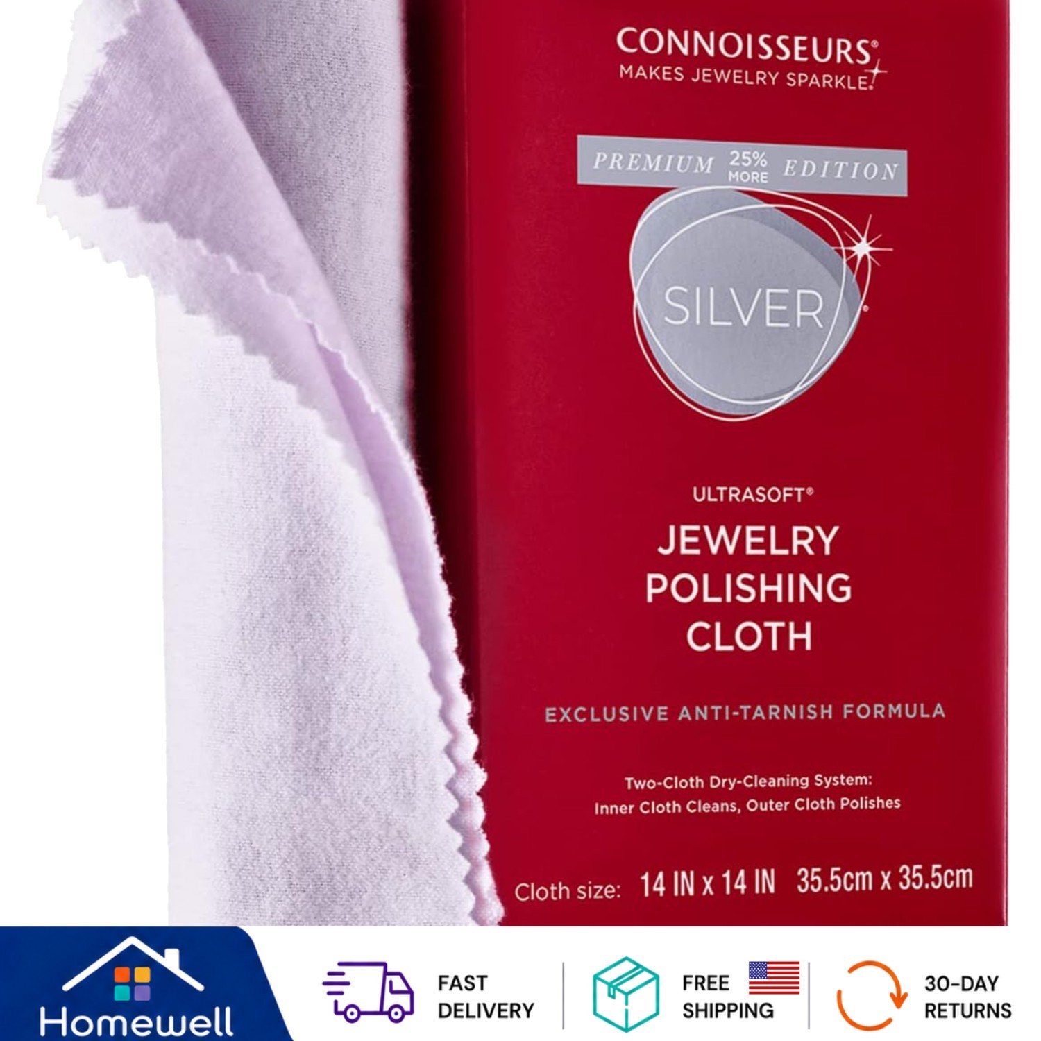 Luxury 14×14 Anti-Tarnish Polishing Cloth for Silver Jewelry – Ultrasoft Care