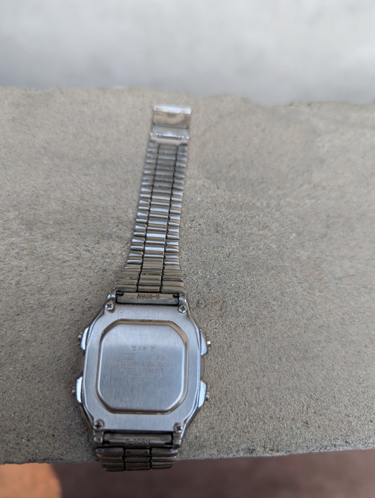 Vintage Casio A178W Digital Watch Silver Stainless Steel Alarm Chrono iluminator