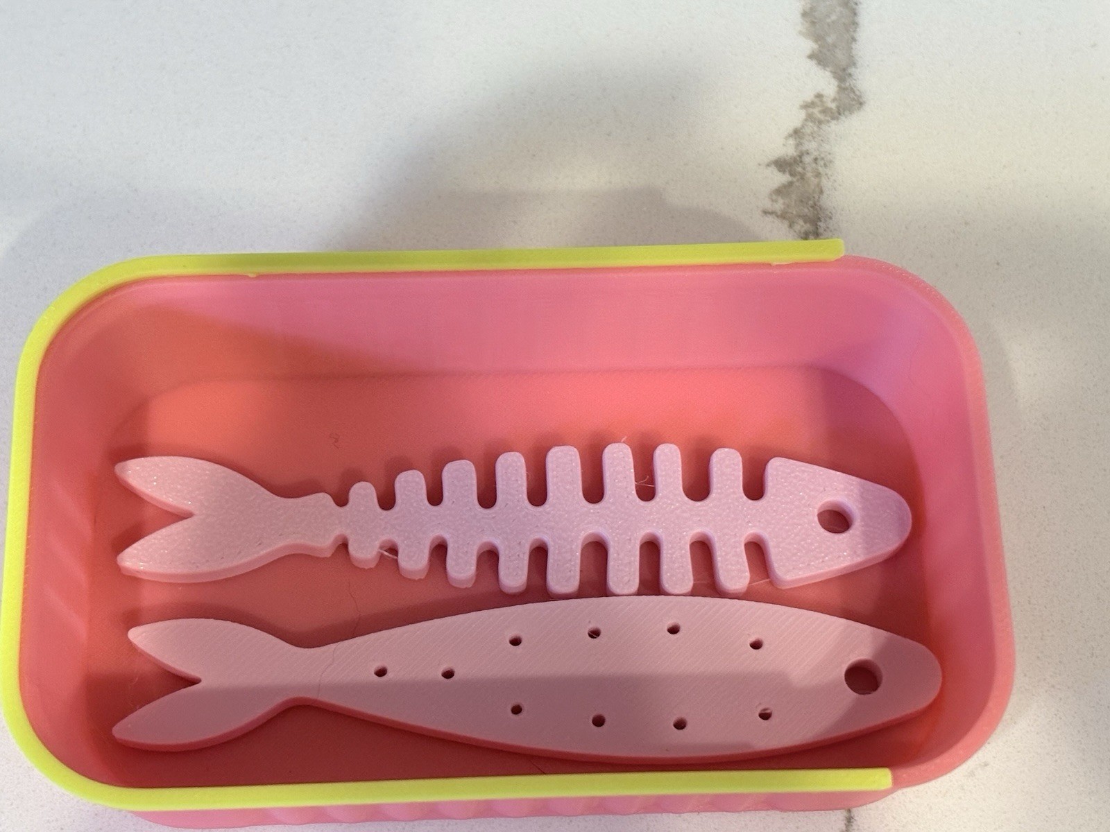 Sardines Jewelry Box Lined Plastic Rectangle Pink Multi-Color Storage