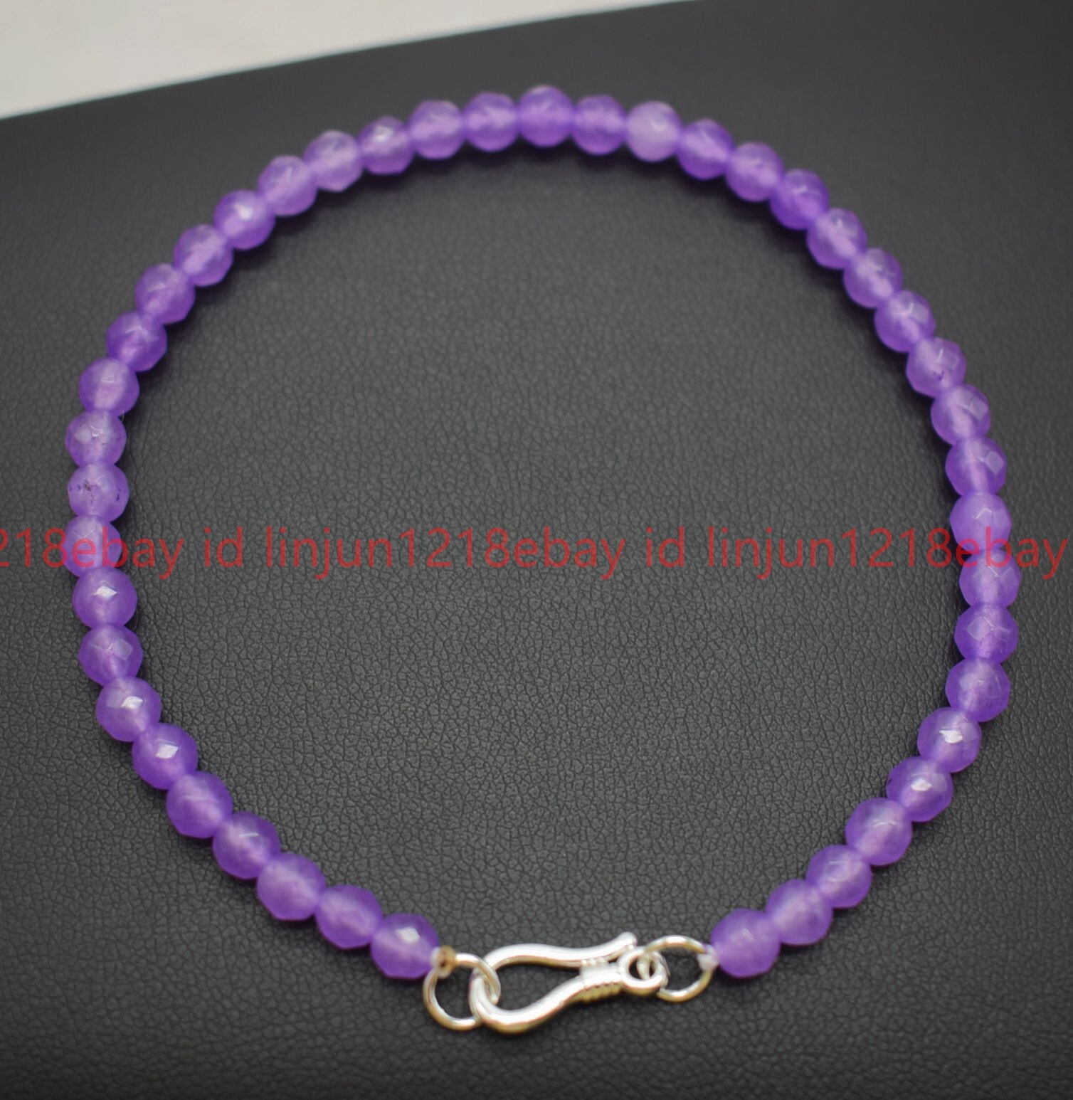 Natural Beautiful 4mm Faceted Lavender Jade Round Gemstone Beaded Bracelet 7-9in