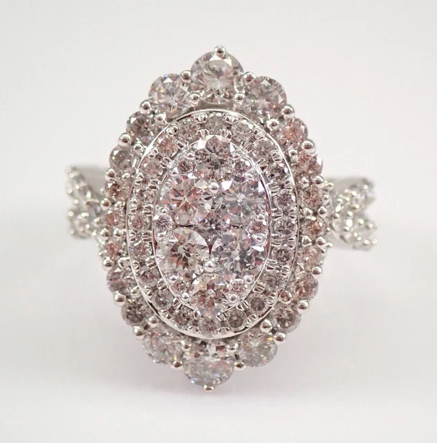 3Ct Round Cut Lab Created Diamond Cluster Engagement Ring 14K White Gold Finish