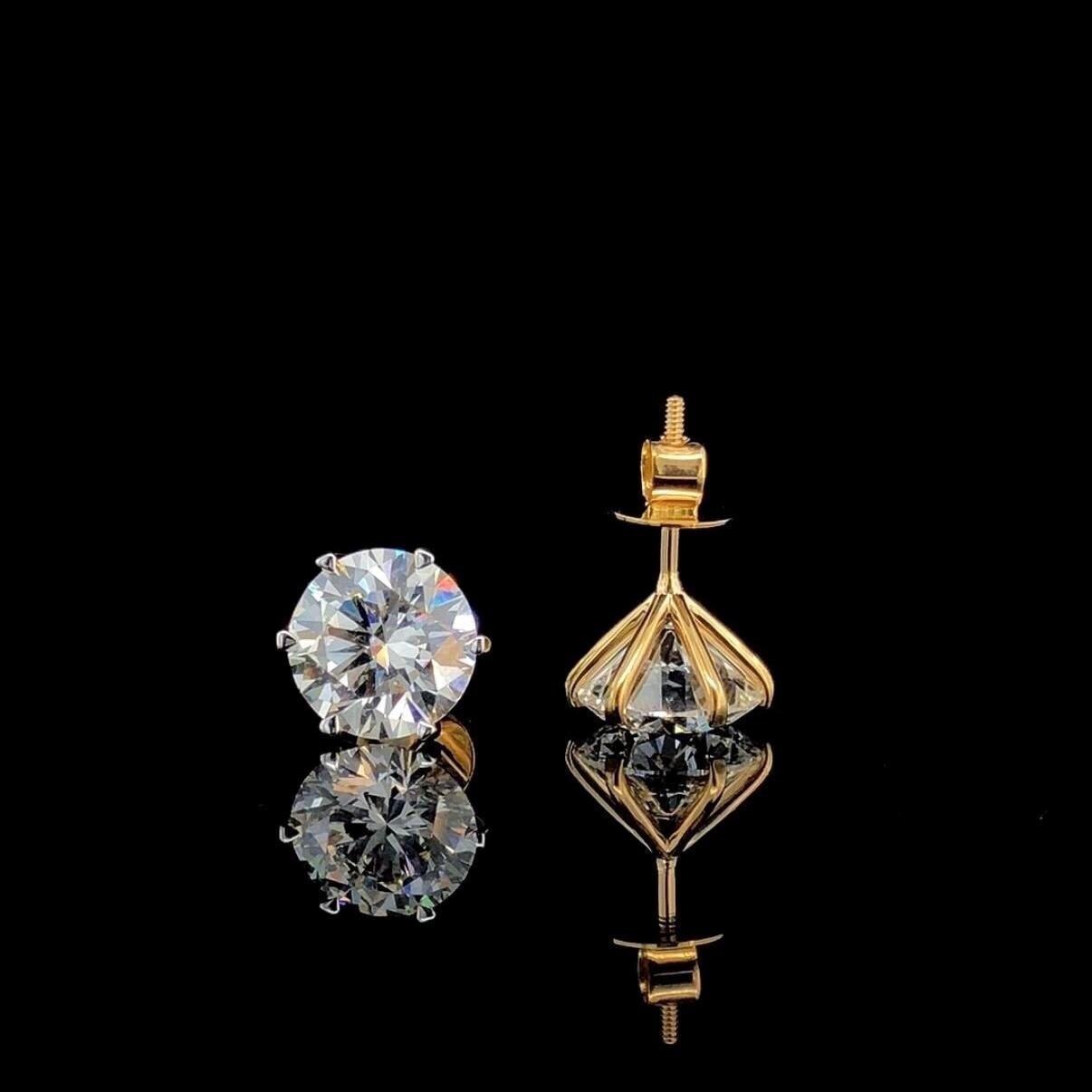 6 Prong Solitaire 2ctw Moissanite Stud Earrings For Women in 18K Solid Gold