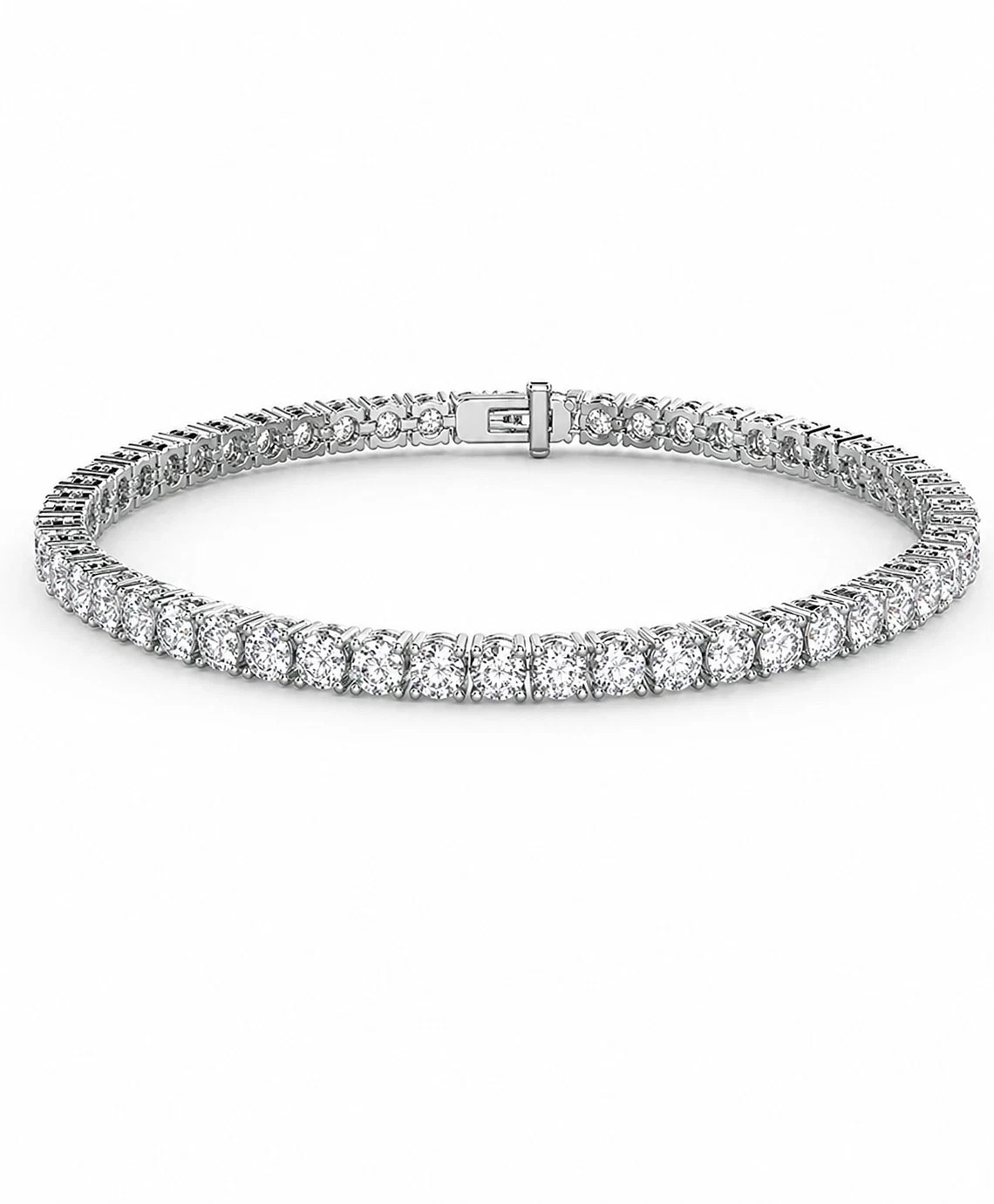 7″ Inch Long Tennis Bracelet Solid 14K White Gold 6 CT Round Brilliant Cut VVS1