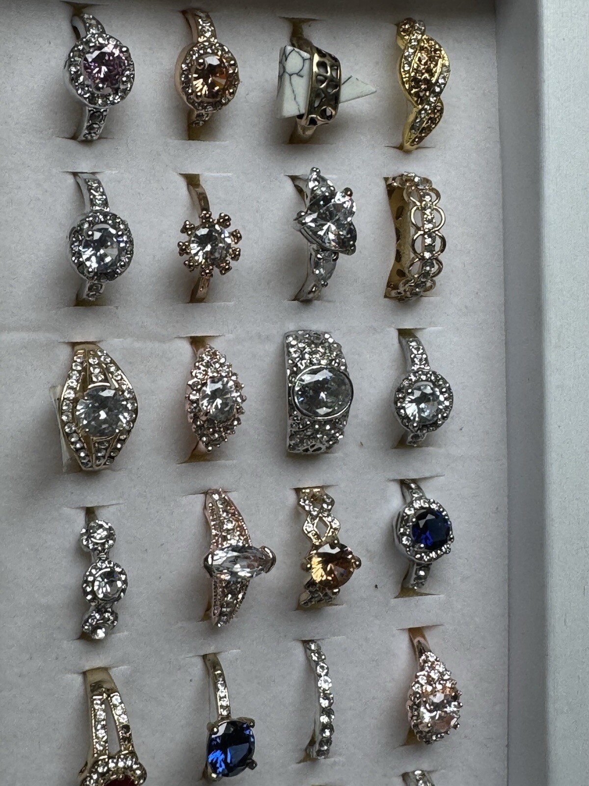 Wholesale 24pcs Shining Crystal Rings Mixed Rings Bulk Lots Engagement Wedding