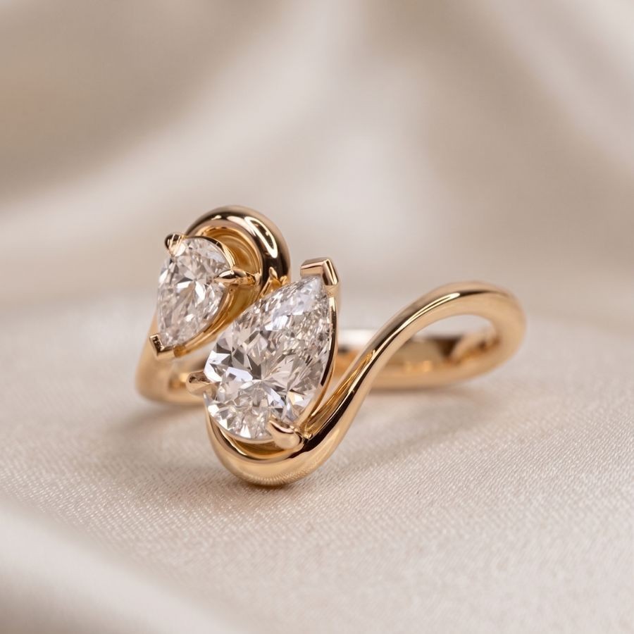 2.00 Ct Pear-Cut VS1 Lab Grown Diamond Wedding Engagement Ring 14k Yellow Gold