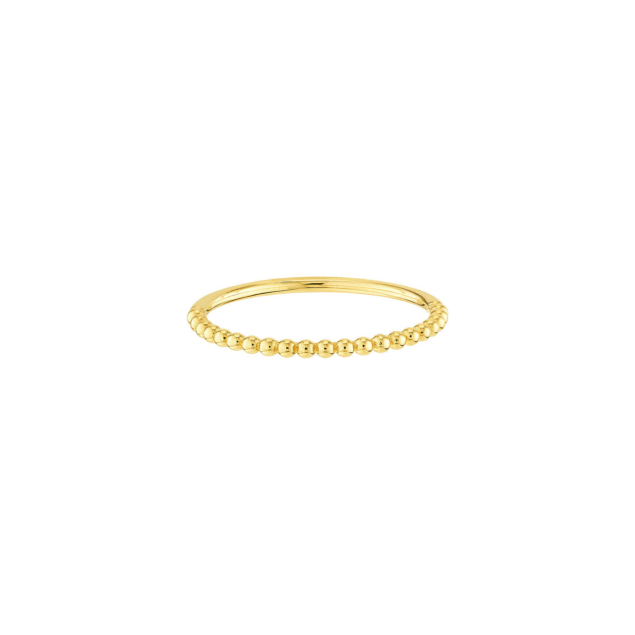 1.6mm Beaded Single Row Ring Real 14K Yellow Gold All Sizes