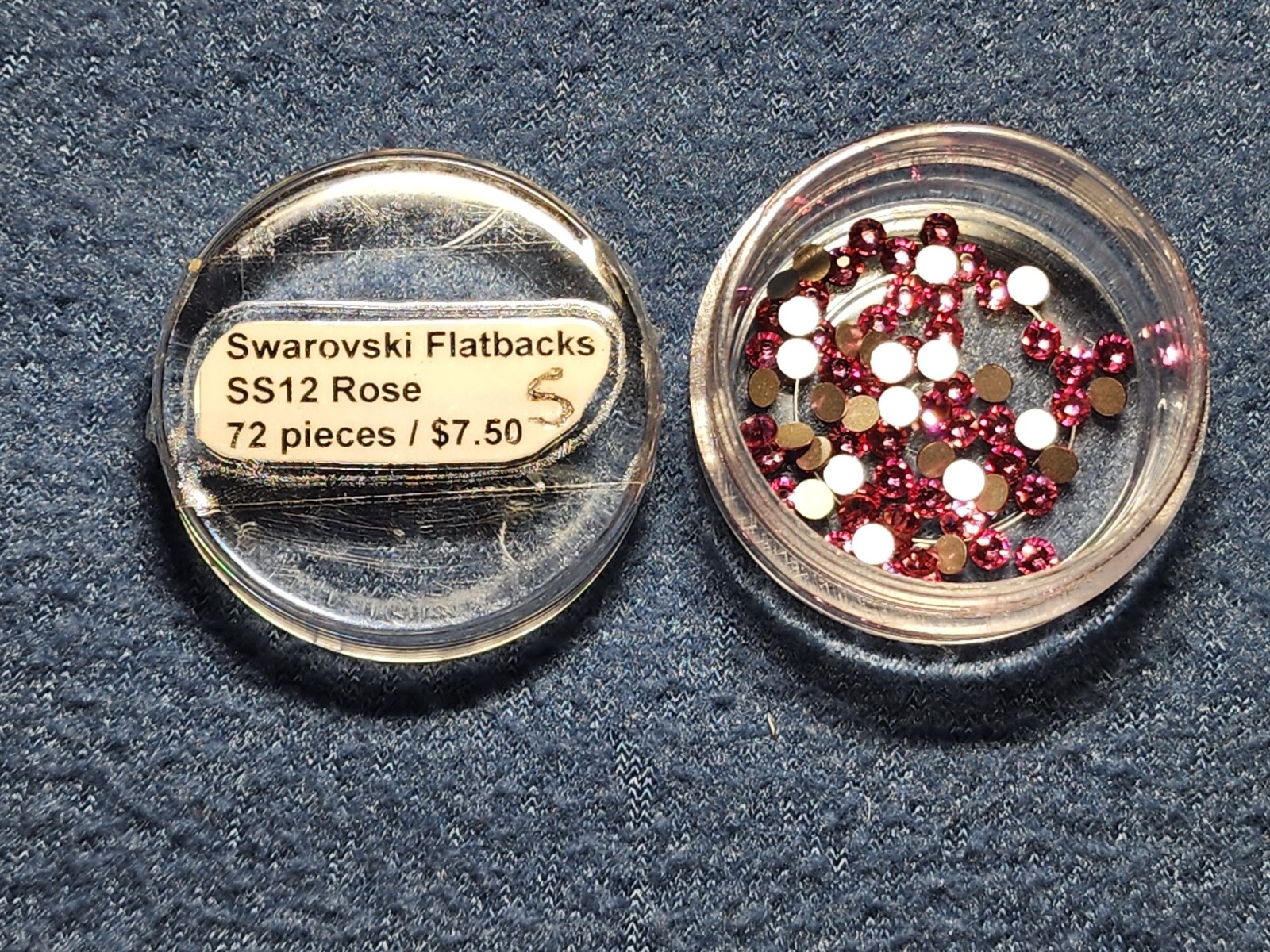 Huge Swarovski Flatback Crystal Lot 28 Jars 1400+ Pieces SS12 SS16 + Pearls