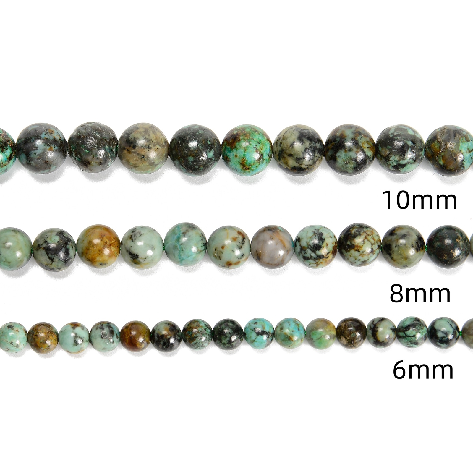 African Turquoise Smooth Round Beads 4mm 6mm 8mm 10mm 12mm 15.5″ Strand
