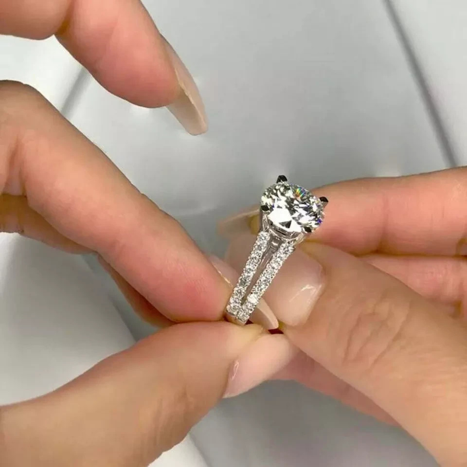 1.50 Ct Lab Created Round Cut Diamond Wedding Ring 14K White Gold Finish