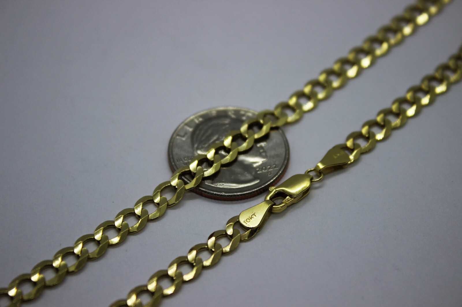 10K Solid Gold Yellow Cuban Link Chain Men Women 1.8mm – 8mm 16″ ~ 30″