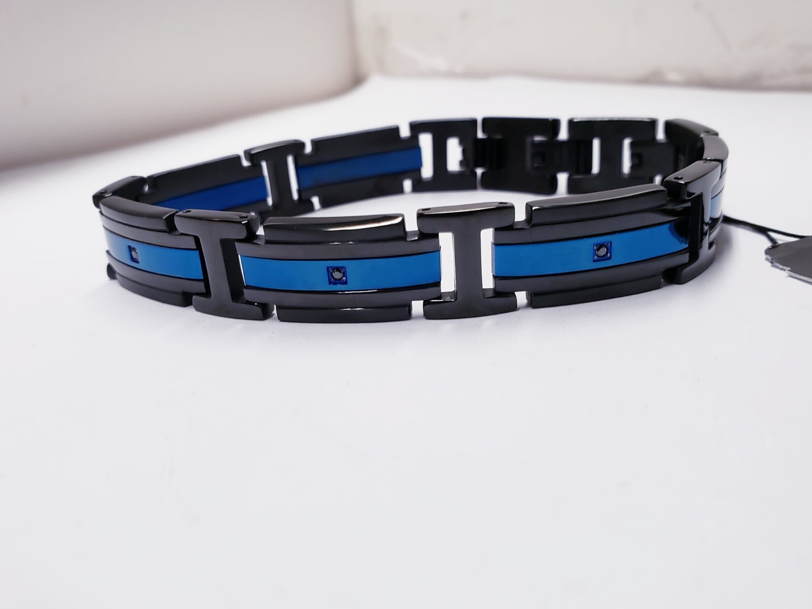 INOX Matte Black & Blue IP with Black CZ Bracelet SKU BR17835 8″, 8.5″ 1X order