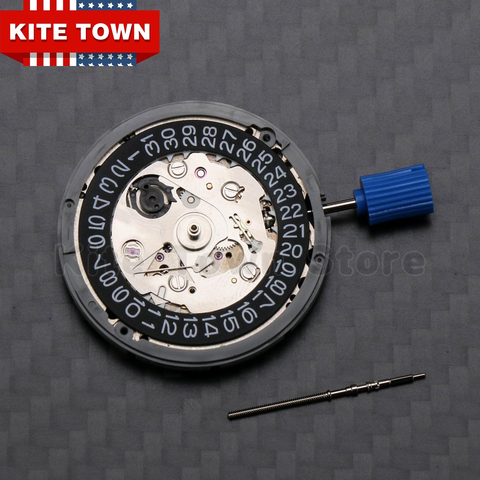 Genuine Automatic Watch Movement For Seiko (SII) NH35A Date At 3H W/ Black Disc