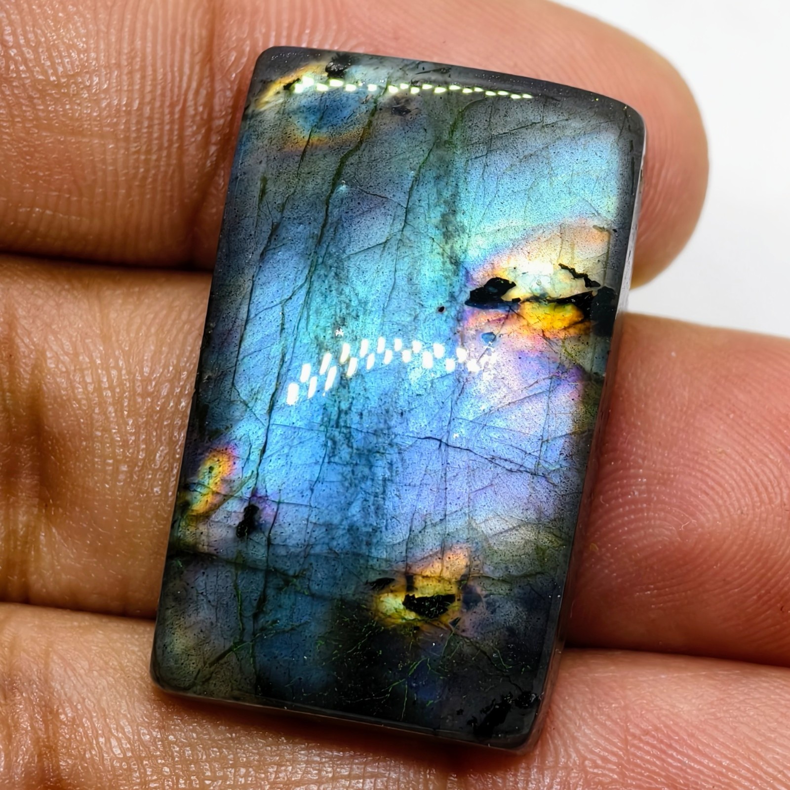 56 Cts Natural Labradorite Cabochon Gemstone 31×19.2×8.8 MM