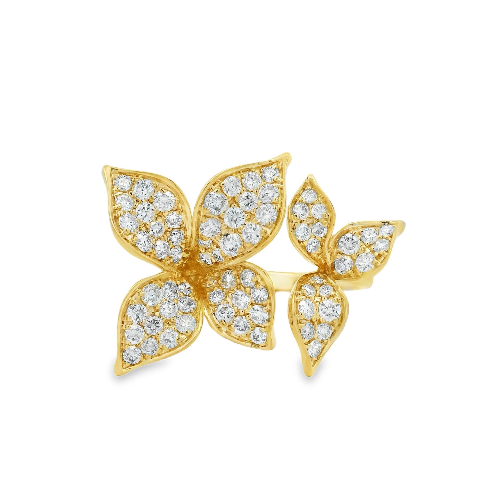 1.35ct Natural 68-Diamond Ring, 14k Multi-Tone Gold, Size 7