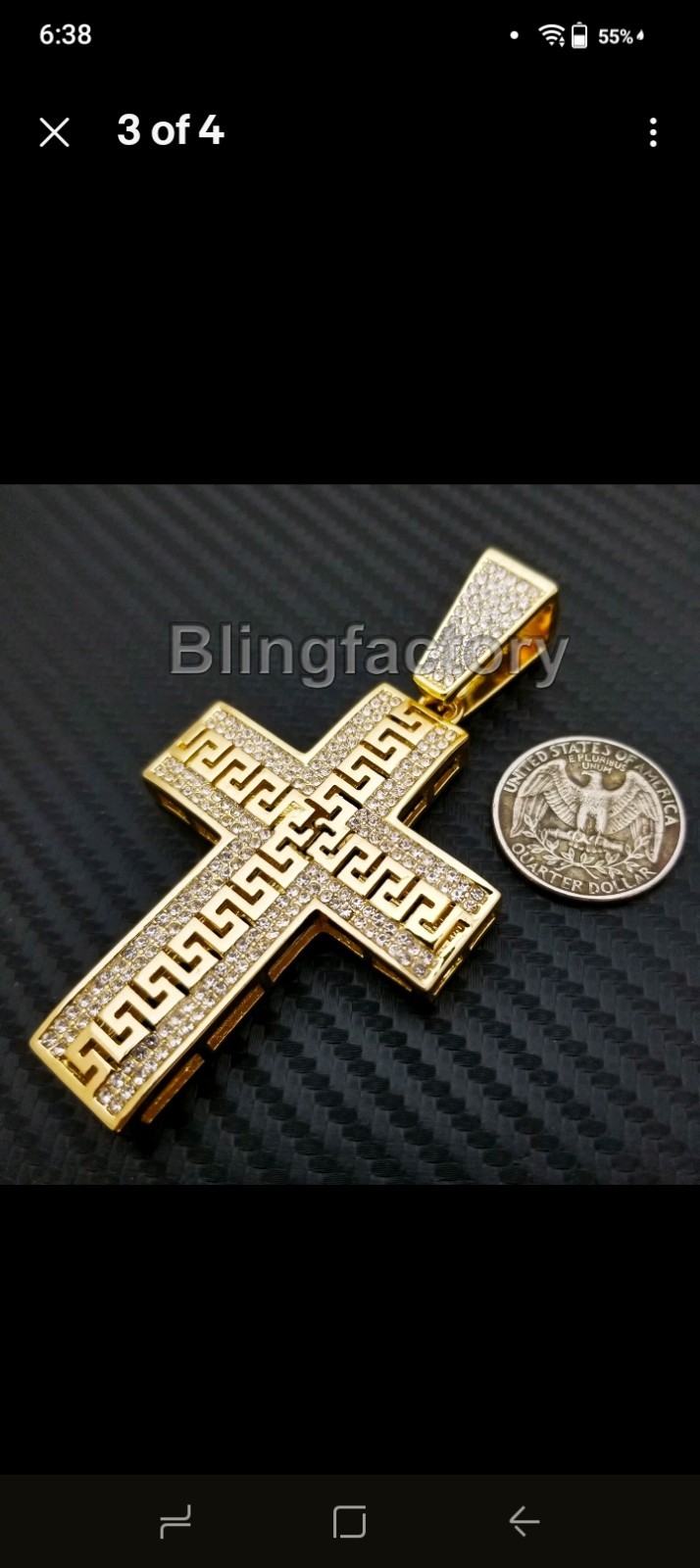14K Gold Plated Mariner Chains(2) & Hip-hop Jesus Charm and Crucifix Pendant Set