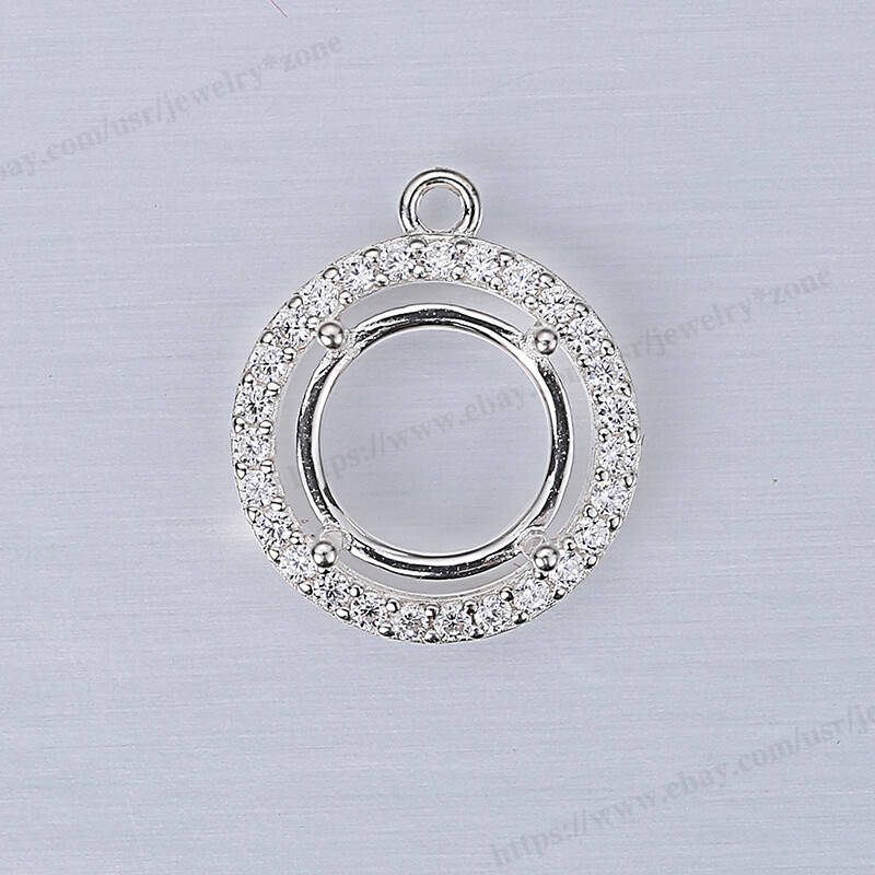 Pre Notched Round 4 Prong Mount Dangle Setting Sterling Silver Pendant/Earring