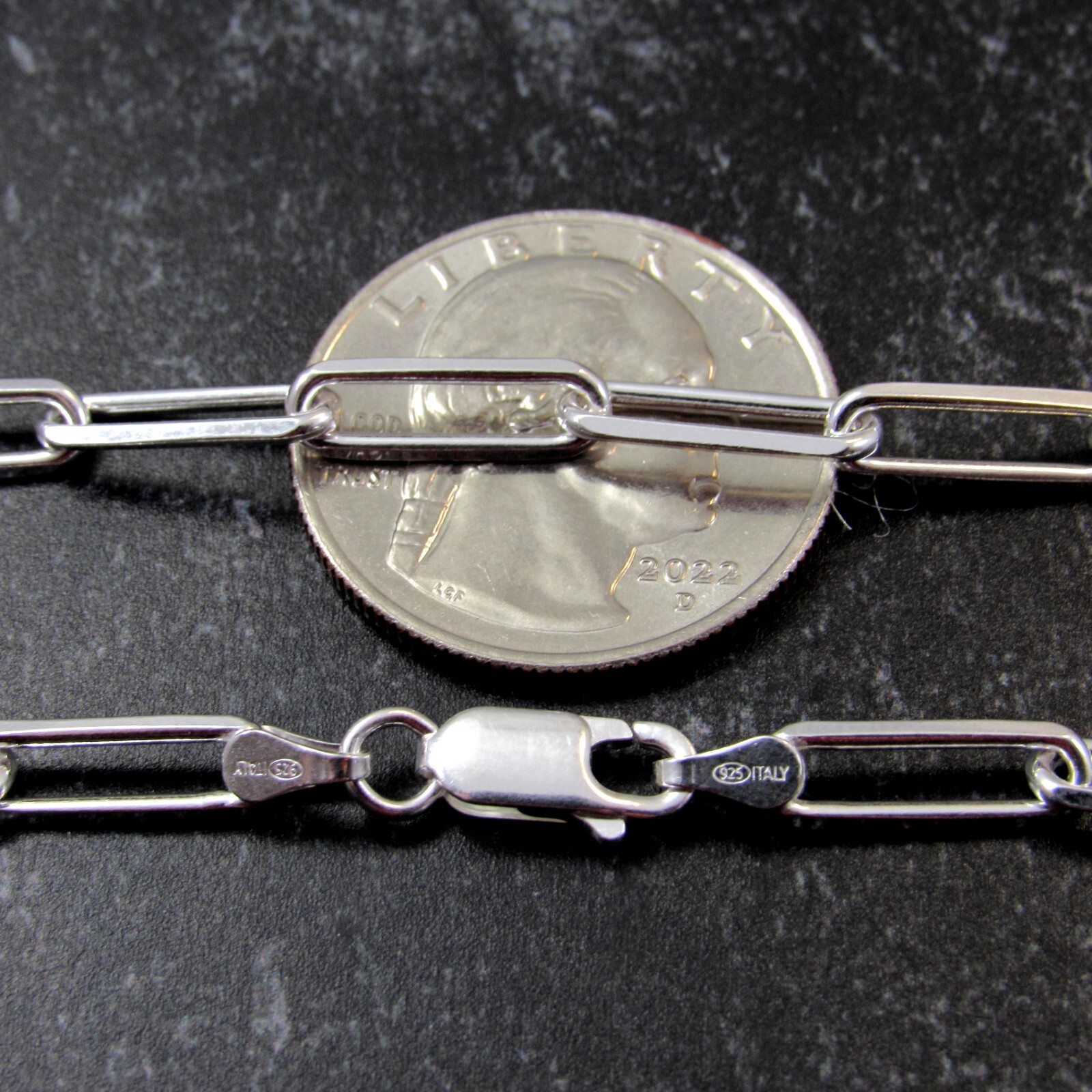 Solid 925 Sterling Silver Italian Paperclip Rectangle Chain Necklace or Bracelet