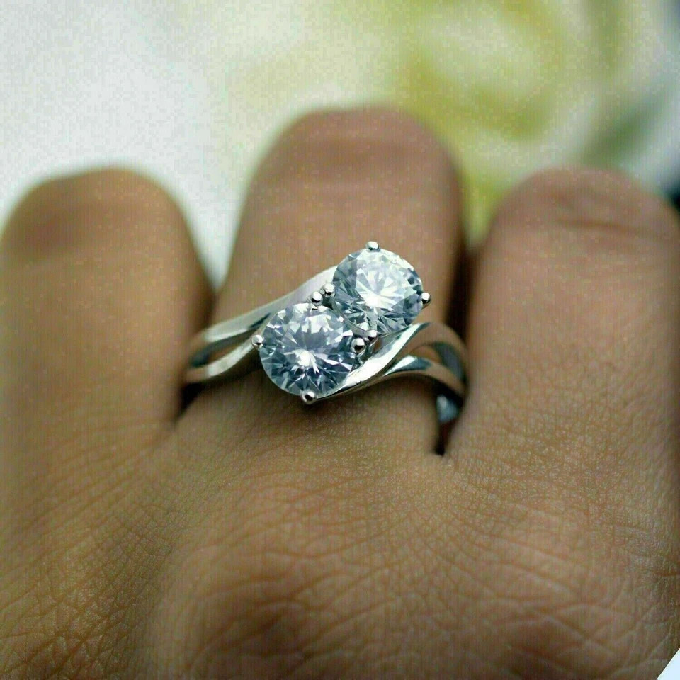 2.00Ct Round Cut Lab Created Moissanite Wedding Ring 14K White Gold Plated